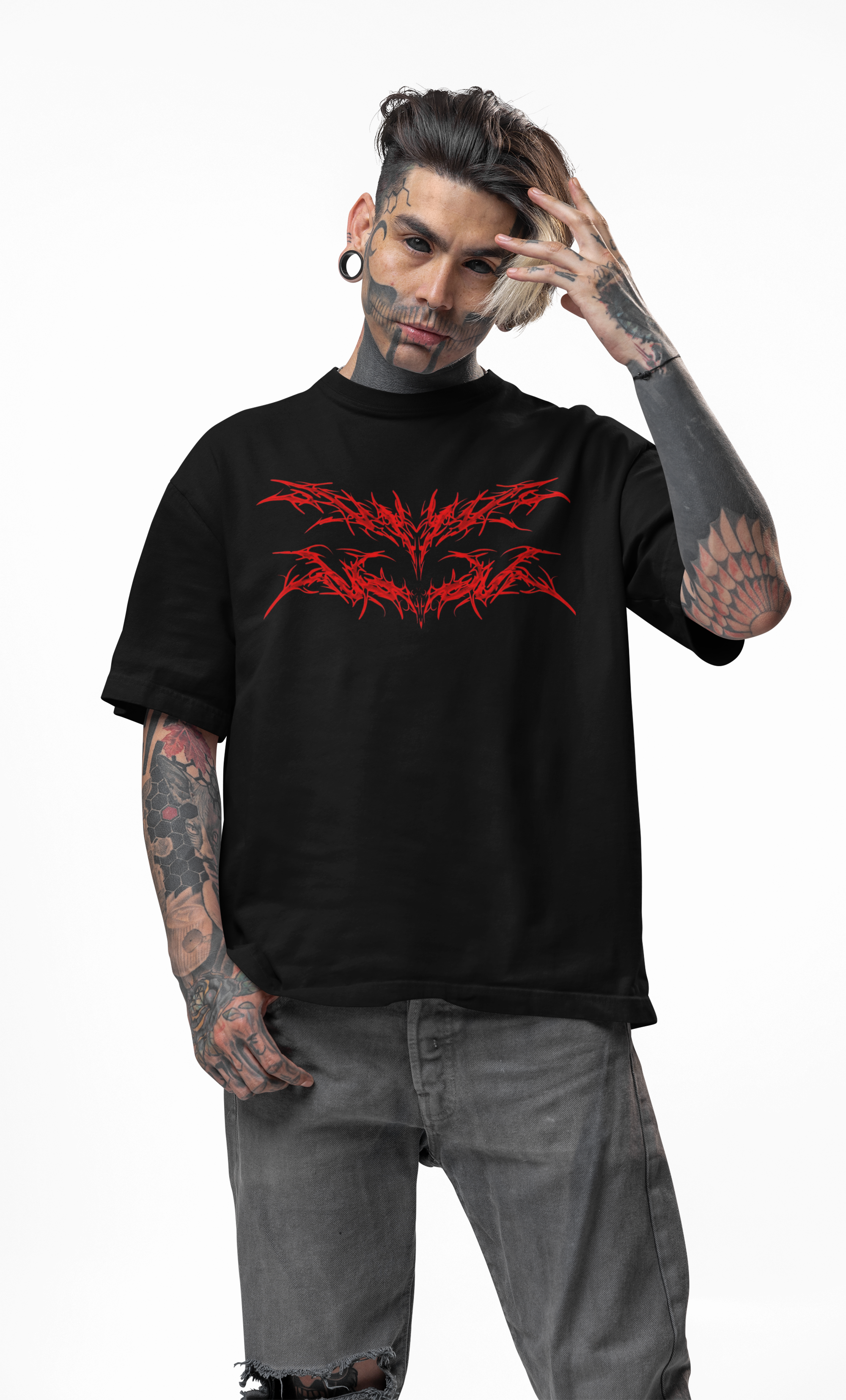 RED CORE OVERSIZED 240 GSM T SHIRT  RAVEMANTHRA